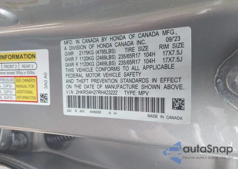 2024 Honda Cr-V Lx Awd из США, поврежденный, VIN 2HKRS4H27RH423222